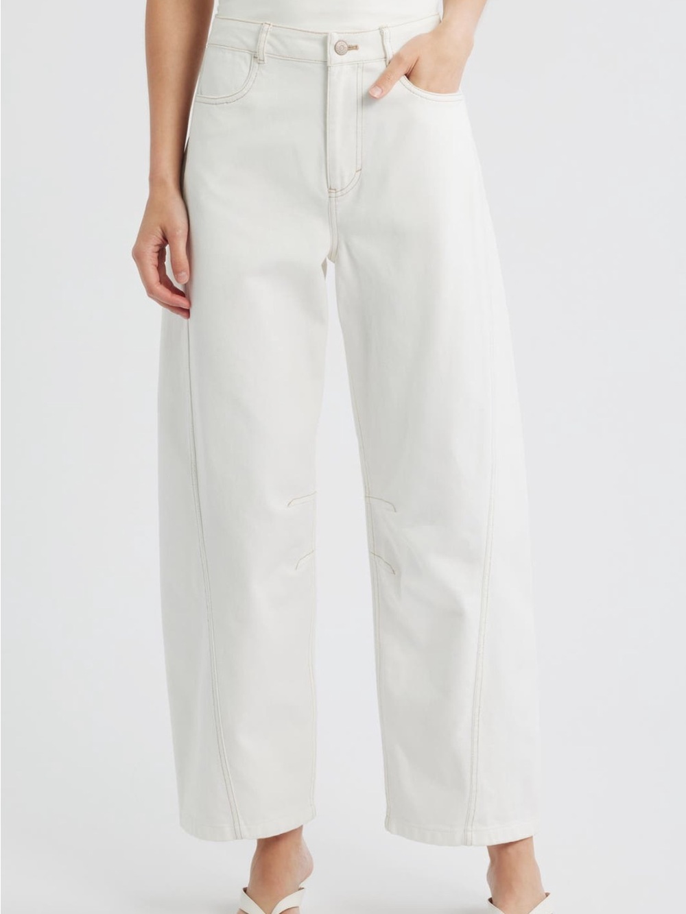 BOSS NWT White Wide-Leg High-Rise Jeans